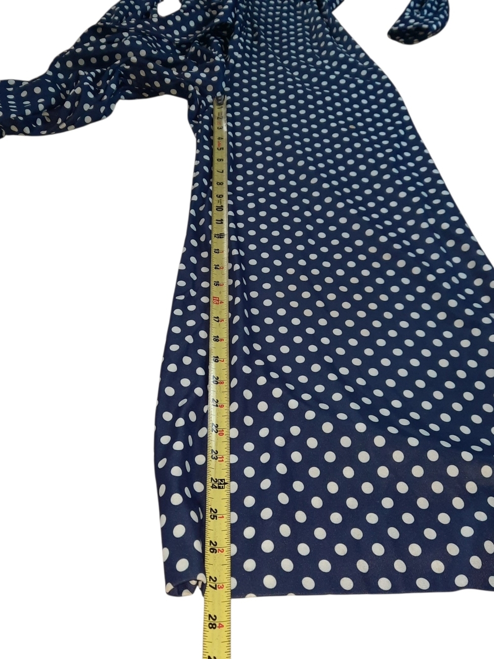 Vintage Women's Navy Polka Dot Long Sleeve Jumpsuit with Tie Waist - Picture 7 of 15